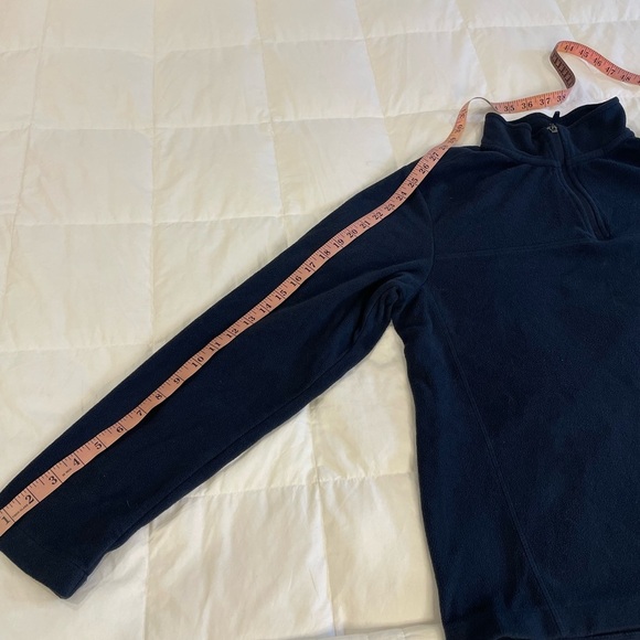 Lands’ End Men’s 3 Quarter Zip Fleece Jacket Pullover.  Navy Blue.  Size Medium - Picture 6 of 12